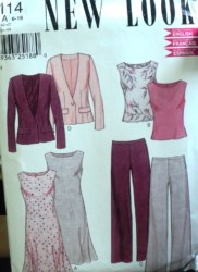 6114 NEW LOOK  SLEEVELSS DRESS, 1 BUTTON JACKET, TOP,  LO RISER PANTS PATTERN 6-16 UNCUT
